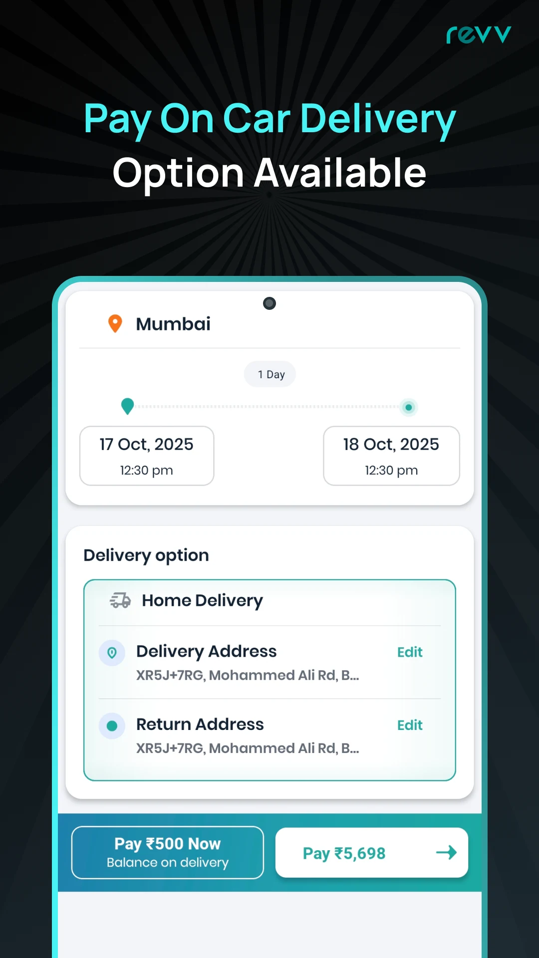 Revv: Self-Drive Car Rentals screenshot